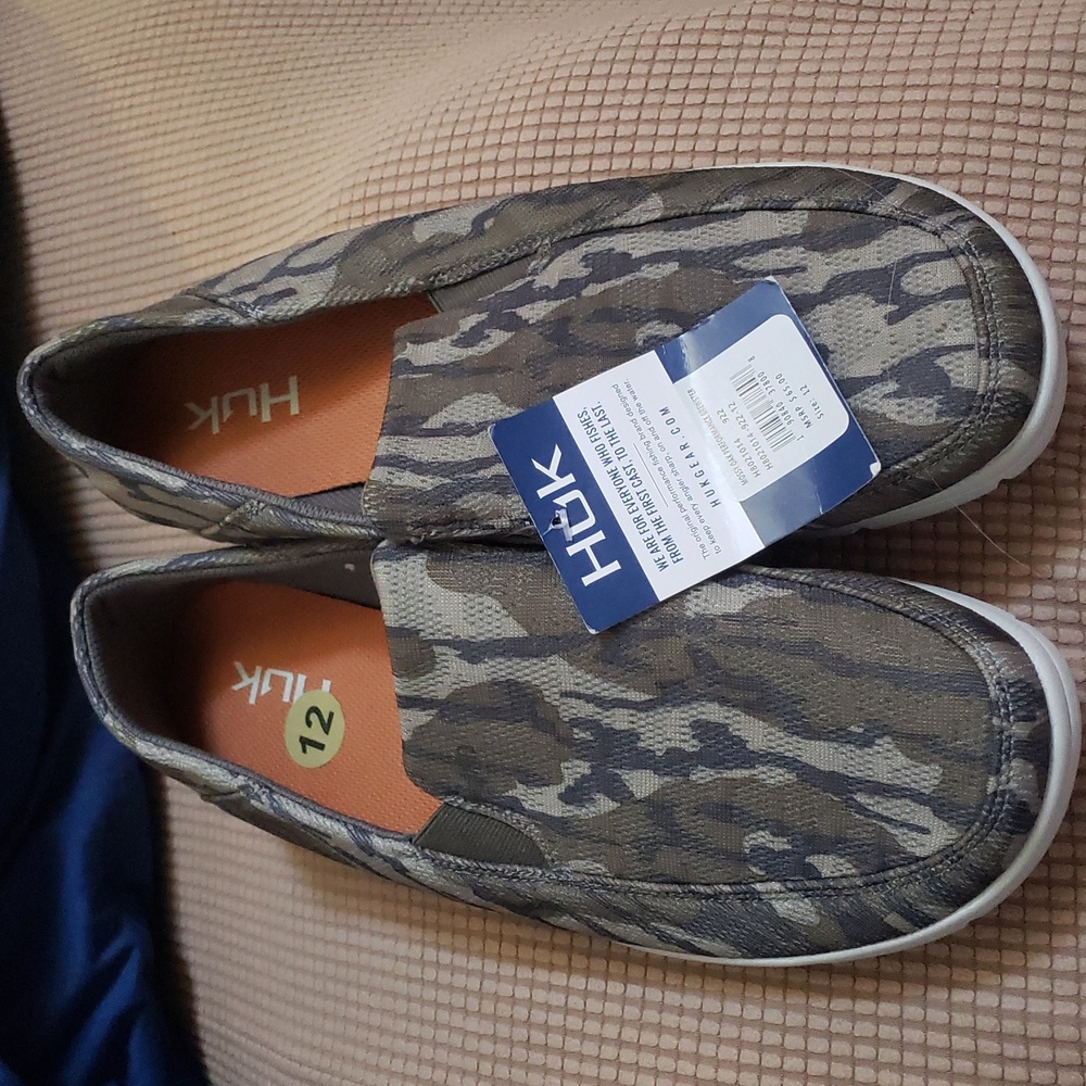 HUK Mens Mossy Oak Brewster Slip On Wet Traction Deck Shoes Size 12